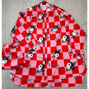 Dressed in LALA Satin Playsuit in Cosmic Cowgirl Pink Red Womens Size M NWT